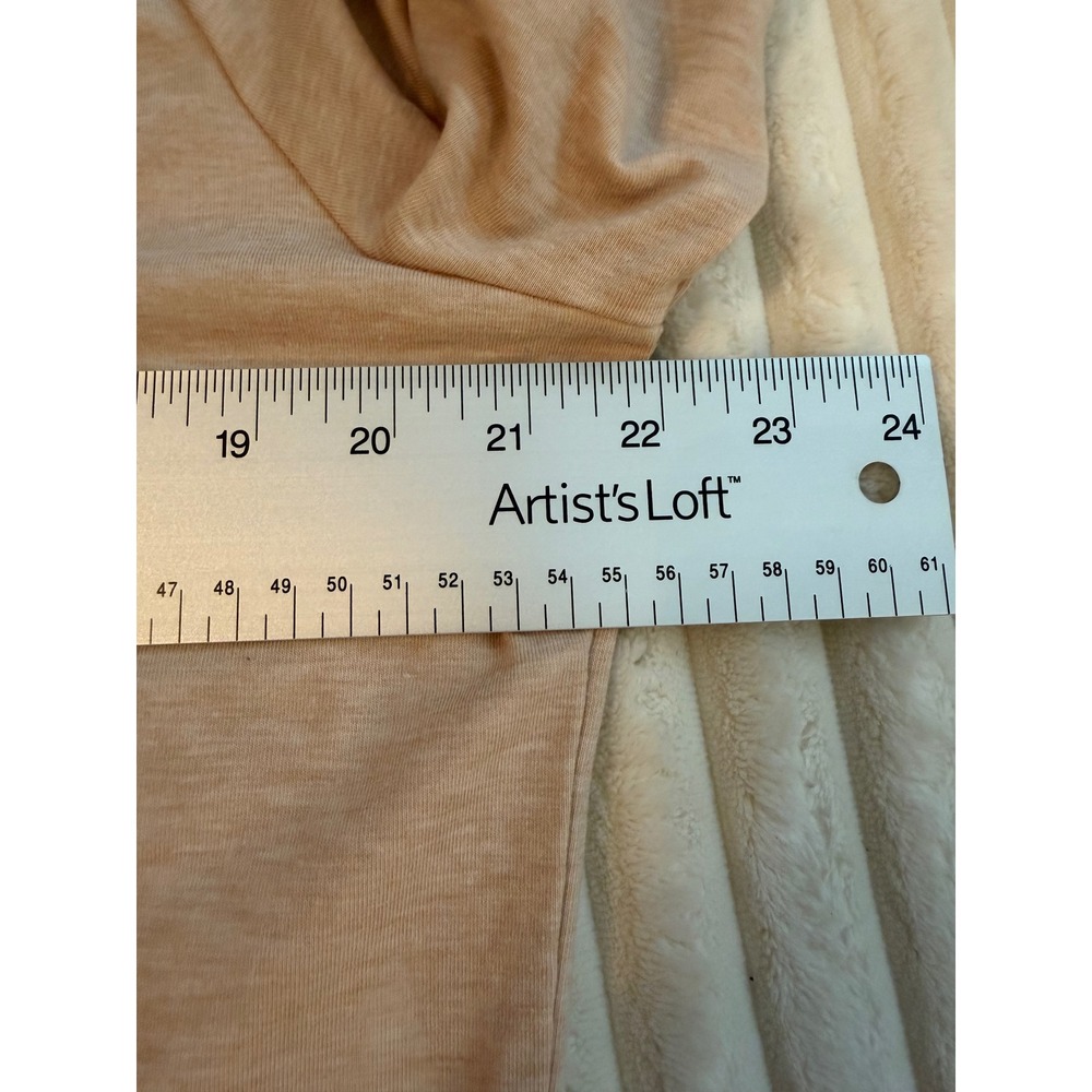 PGANDS Women Beige Notched V-Neck Puff Sleeve Smocked Cuff Knit Top Large - Picture 7 of 7